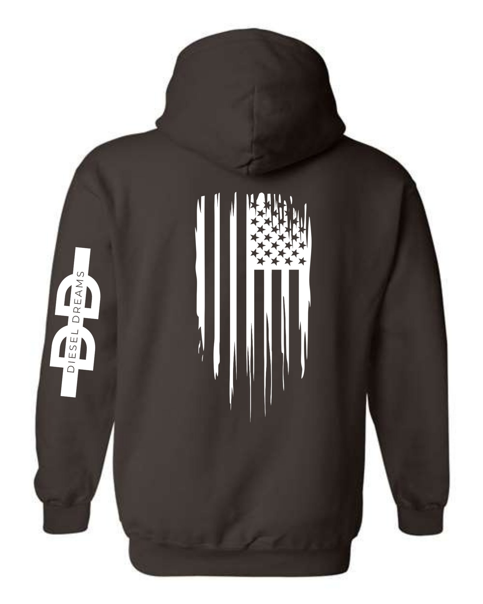 Dark brown diesel dreams flag hoodie